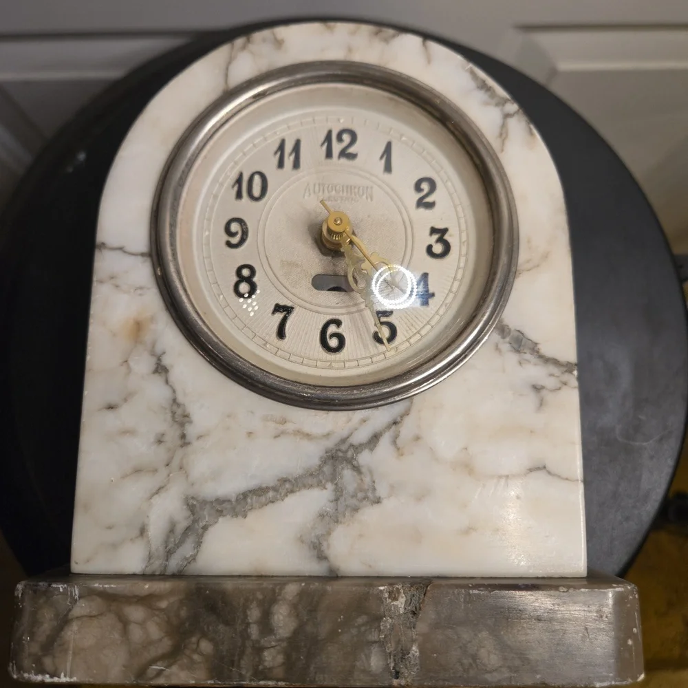 Elegant Antique Autochron Electric Marble Table Clock